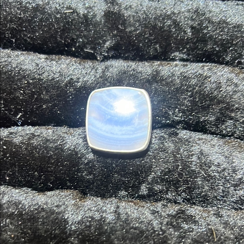 Elegant Silver 925 and Blue Lace Agate Women's Ring size 8